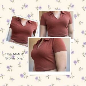 Burnt orange short sleeve crop top